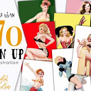 Digital Collection Printable PIN UP / Stationary large printable / Digital Illustration Bundle / Download jewelry resource / CU / C125