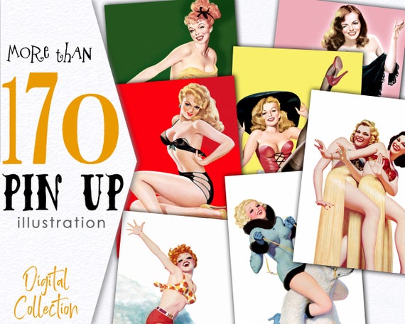 Digital Collection Printable PIN UP / Stationary large printable / Digital Illustration Bundle / Download jewelry resource / CU / C125
