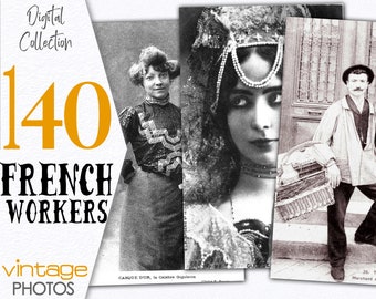 Collezione digitale di cartoline di operai francesi, anni 1900-1914 / Foto stampabili per arte alterata, collage, tecniche miste, junk journal art / C162