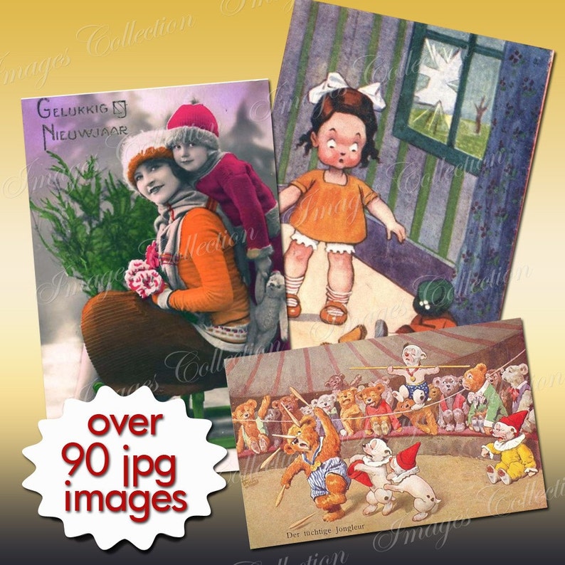 Digitale Sammlung Teddybären / Download Kinder Vintage druckbare alte Foto / Teddybär für romantisches Kinderzimmer / Scrapbooking / C101 Bild 3
