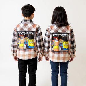 Good Vibes Kids Bleached Flannel SpongeBob & Patrick (Kids 5T)