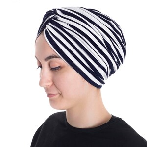 Top Knot Turban Hat, Snood Turban, Turban For Women, Striped