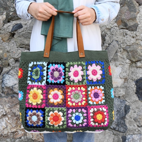 Tote Bag Granny Square Crochet Bag Crochet Bag Shoulder Bag - Etsy