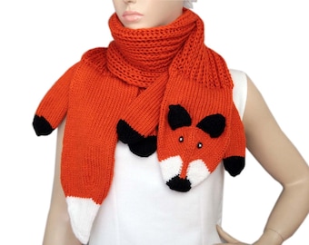 Knit Fox Scarf, Animal Scarf