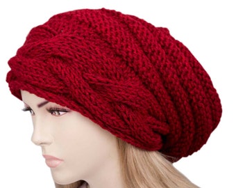 Slouchy Beanie Oversize Beanie Hat Winter Knit Hat For Woman In Red - COLOR OPTION  AVAILABLE