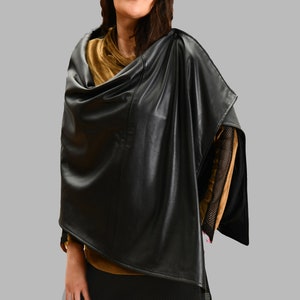 Genuine Lambs Leather Unisex Long Scarf Wrap With Snap image 4