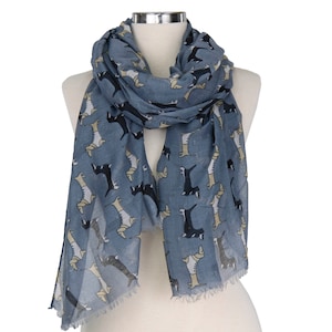 Woman Summer Scarf, Dog Print Scarf, Long Regular Summer Scarf, Animal Print Scarf