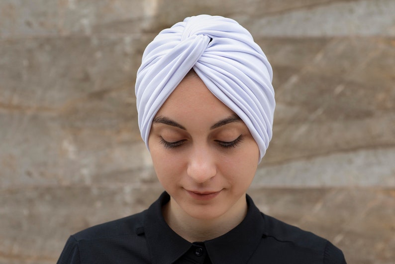 White Turban For Women Top Knot Turban Hat Snood Turban Etsy