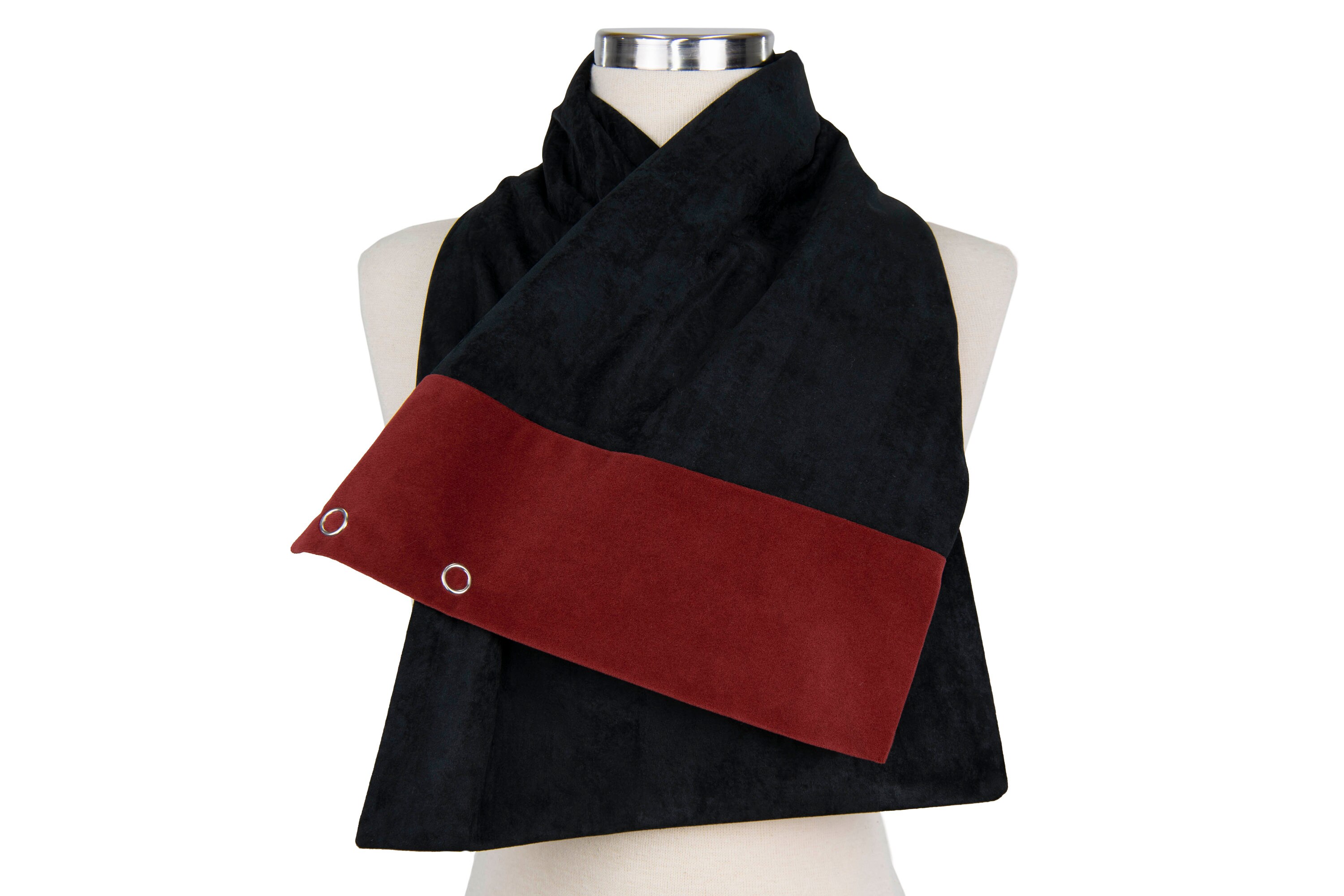 Unisex Infinity Scarf, Men Scarf, Scarf With Snaps, Winter Scarf, Neck Warmer Scarf, Suede, Black