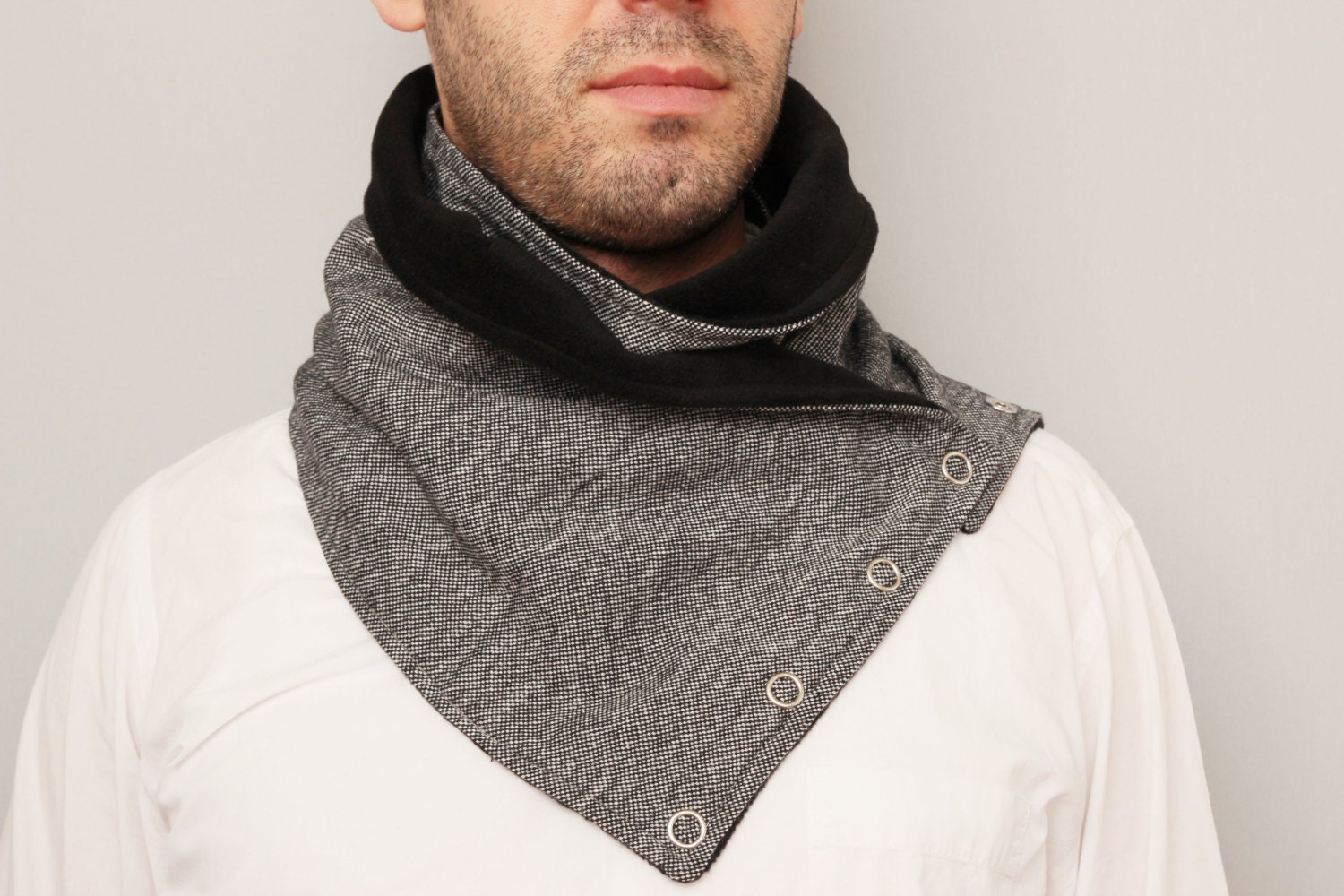 Men Infinity Scarf NECK WARMER Infinity Scarf With Snaps Etsy