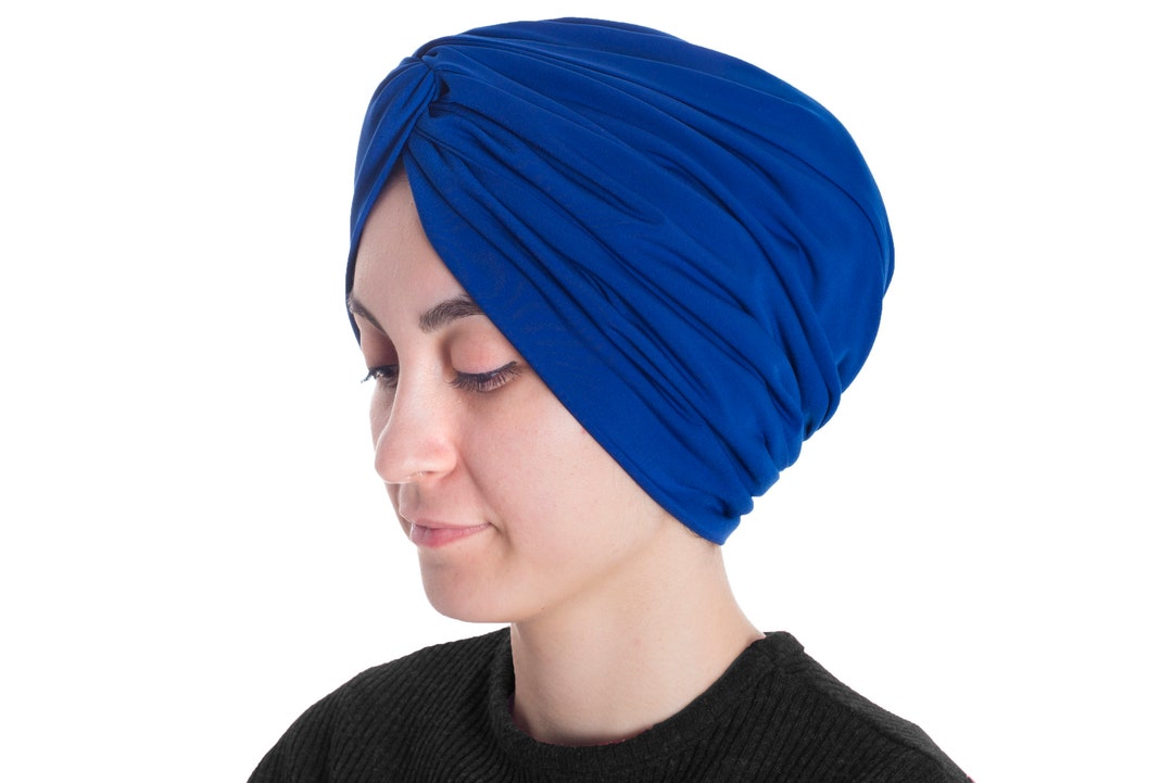 Top Knot Turban Hat Women Turban Snood Turban Royal Blue Etsy Sweden