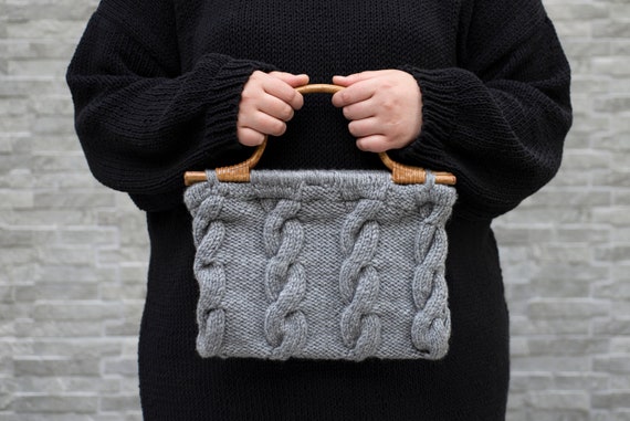Small Grey Knitting Bag