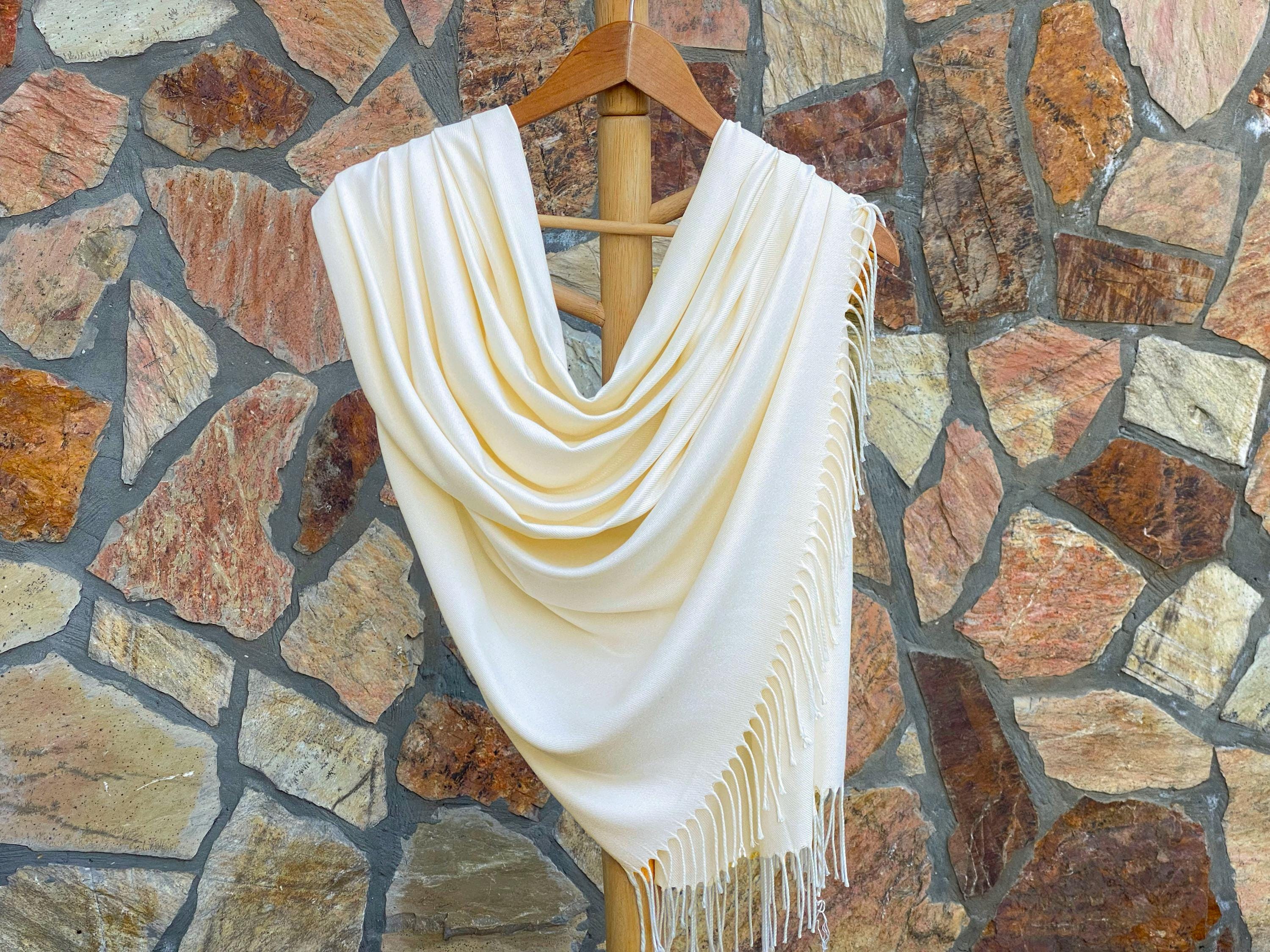 Thick Pashmina Shawl, Bridesmaid Gift, Bridal Wrap, Wedding Scarf, Bridesmaid Shawl, Bridal shower favors, Ivory