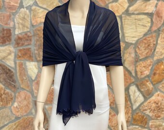 SALE-Navy Farbe Spitzenschal, Frauen-Chiffon-Schal, Schal-Schal, mit handgemachter Nadel-Spitze