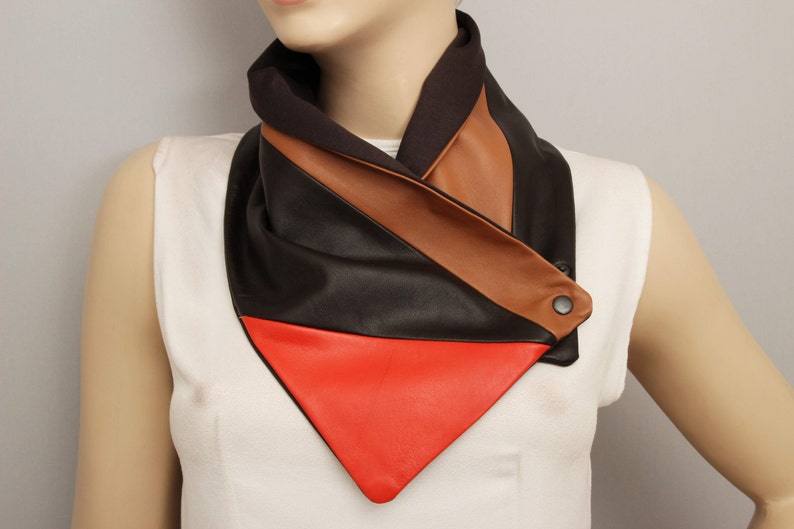 Genuine Leather Neck Warmer With Snaps and Lining Etsy