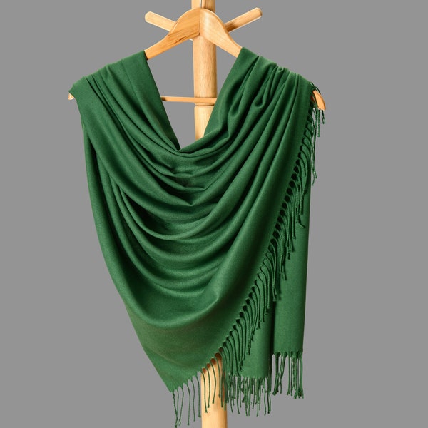 Thick Pashmina Shawl, Bridesmaid Gift, Bridal Wrap, Bridesmaid Shawl, Bridal shower favors, Bridesmaid Proposal, Emerald Green