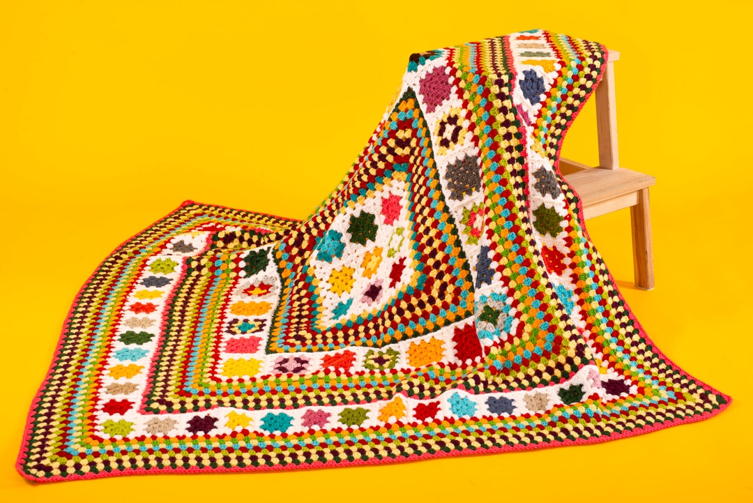 Cotton Granny Squares Crochet Afghan Blanket Sofa Throw Etsy