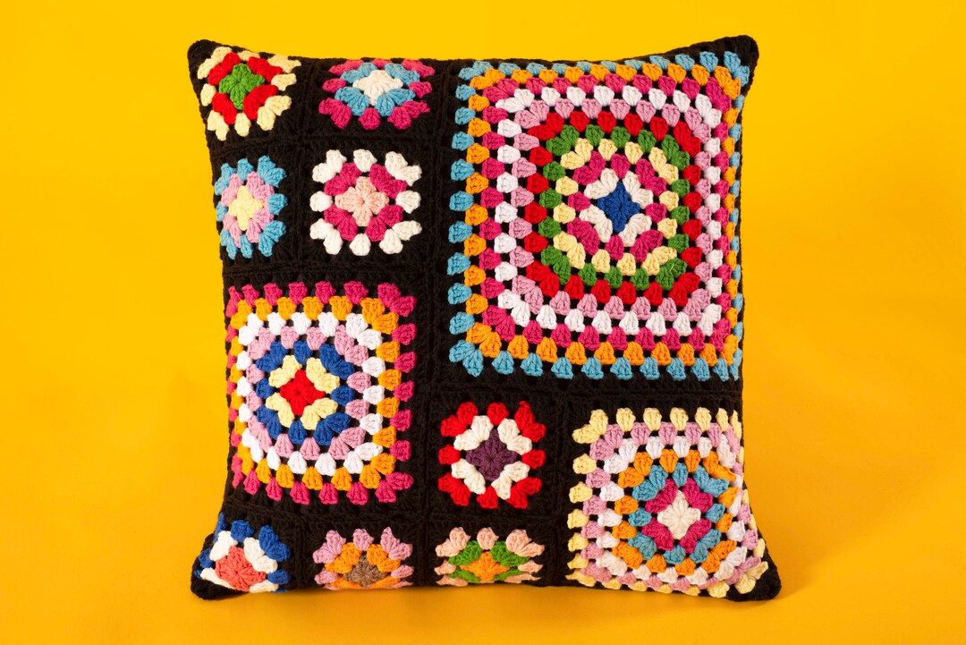 Cotton Granny Square Crochet Pillow Cover Cushion Cover Etsy