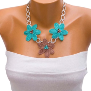 Bib Necklace, Statement Necklace, Oya Necklace, Crochet Necklace