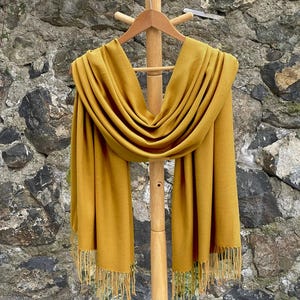 Thick Pashmina Shawl, Bridesmaid Gift, Bridal Wrap, Bridesmaid Shawl, Bridesmaid Proposal, Mustard Yellow, Butterscotch