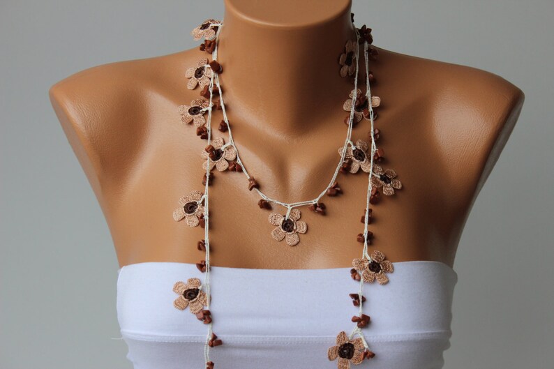 Crochet bead necklace jewelry crochet necklace crochet flower necklace