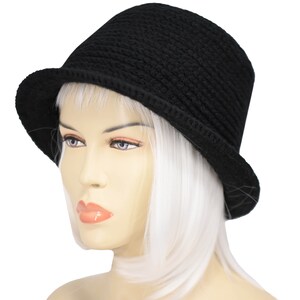 Randhoed, haak Fedora hoed, platte hoed, dames Fedora hoed, voor vrouw in zwart - KLEUR OPTIE BESCHIKBAAR