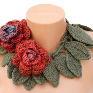 Crochet Flower Scarf With 2 Removable Crochet Flower  Etsy