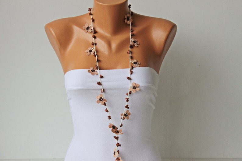 Crochet bead necklace jewelry crochet necklace crochet flower necklace