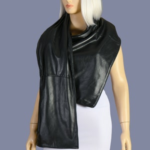Genuine Lambs Leather Unisex Long Scarf Wrap With Snap image 10