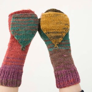 Knit Convertible Mittens Fingerless Gloves In Multi Color image 3
