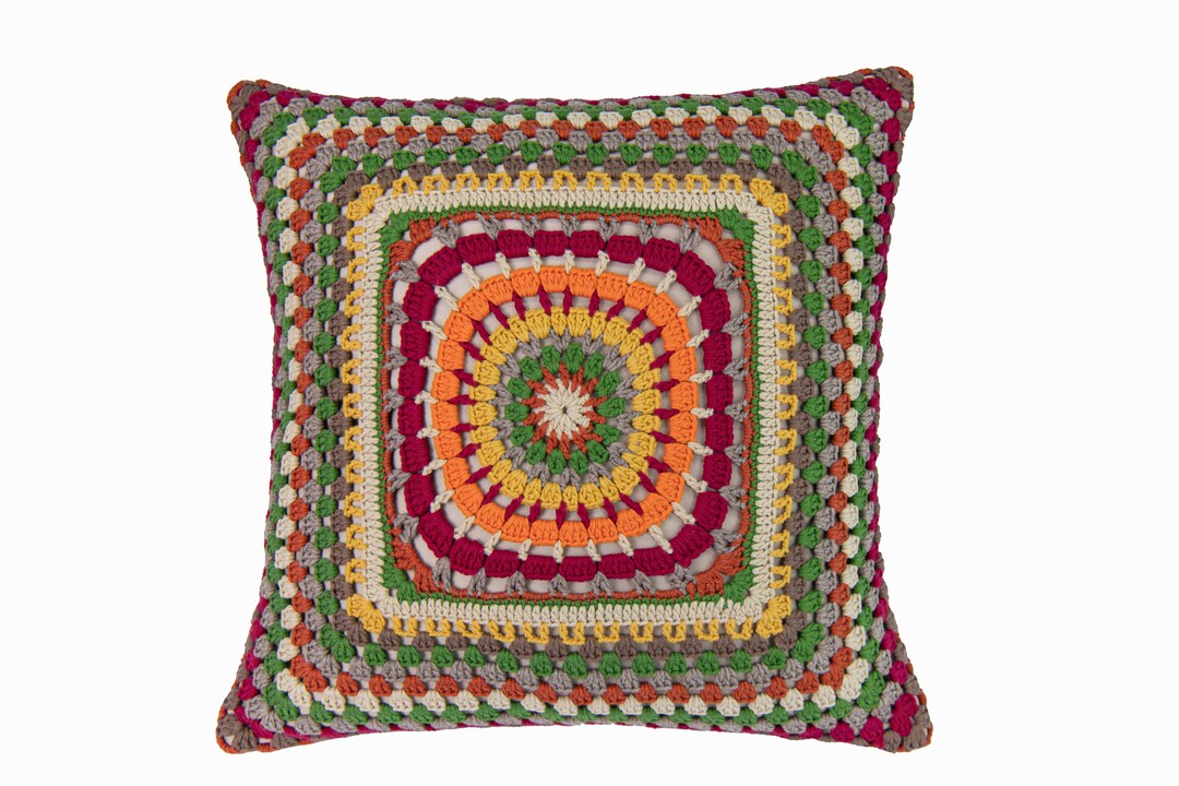 Cotton Granny Square Crochet Pillow Cover Cushion Cover Etsy