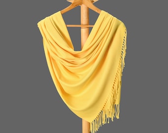 Thick Pashmina Shawl Wrap, Bridesmaid Gift, Bridal Wrap, Bridesmaid Proposal, Yellow