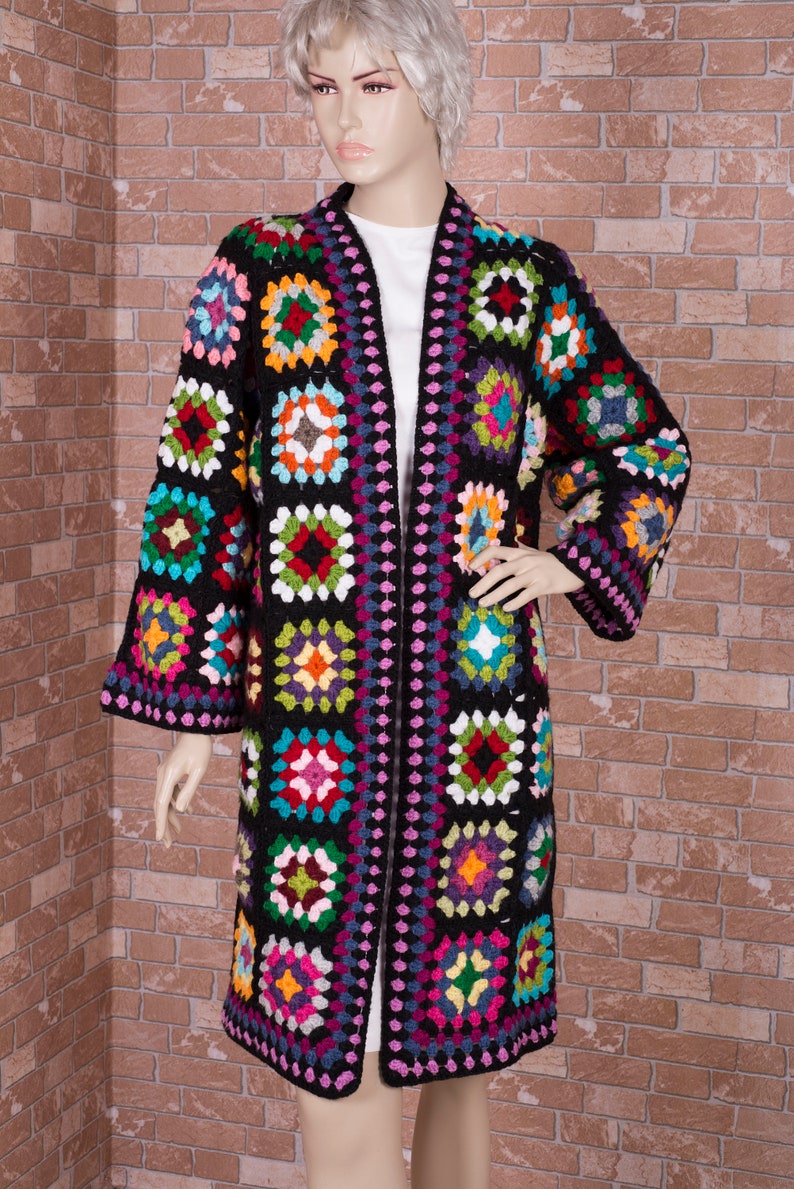 L/XL Womans Cardigan Granny Square Crochet Cardigan Festival | Etsy