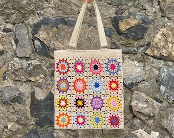 Granny Square Crochet Bag, Crochet Bag, Shoulder Bag, Summer Tote Bag