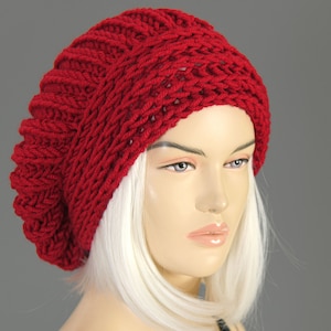Slouchy Beanie, Oversize Beanie Hat, Winter Knit Hat, For Woman - COLOR OPTION AVAILABLE