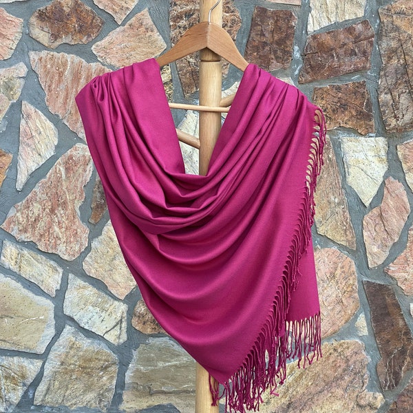 Châle Pashmina épais, Cadeau de demoiselle d’honneur, Écharpe de mariage, Châle de demoiselle d’honneur, Faveurs de douche nuptiale, Proposition de demoiselle d’honneur, Fuchsia