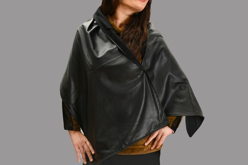 Genuine Lambs Leather Unisex Long Scarf Wrap With Snap image 8