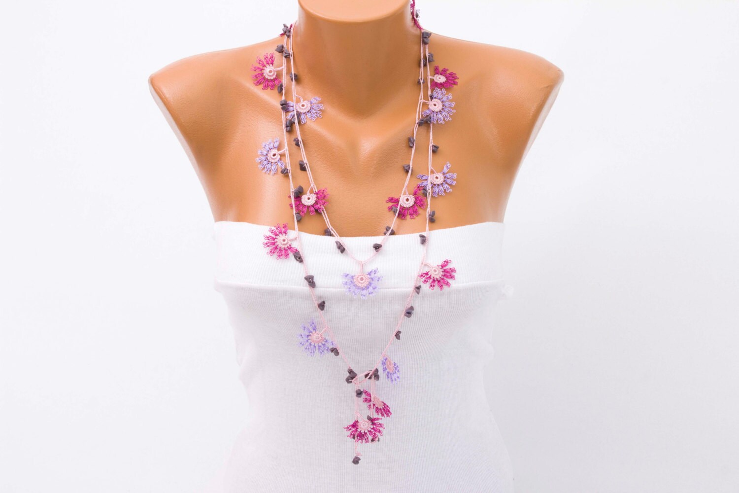 Beaded oya necklace crochet necklace Turkish oya necklace | Etsy