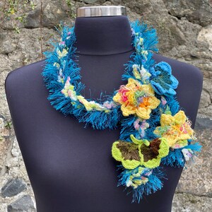 Mother Day Gift, Woman Birthday gift ,Flower Crochet Lariat Scarf, Gift For Her, Crochet Necklace Scarf, Flower Crochet Necklace image 6