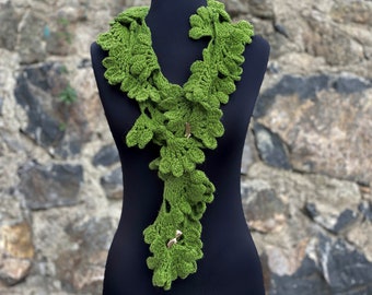 SALE - Woman Crochet Winter Scarf, Woman Crochet Scarf, Neck Warmer, Green Scarf, Woman Scarf