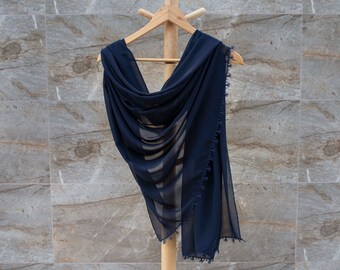 VERKOOP-Marine kleur kanten sjaal, vrouw chiffon sjaal, sjaal omslagdoek, met handgemaakte naald kant