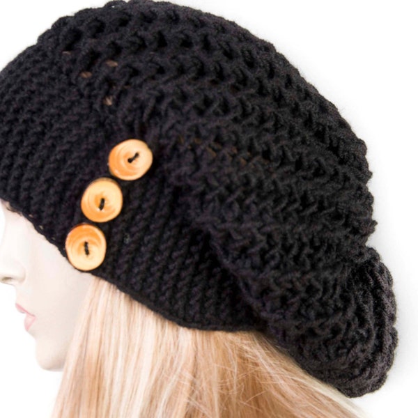 Slouchy Beanie Hat, Oversize Beanie Hat Winter Knit Hat For Woman In Black - COLOR OPTION AVAILABLE