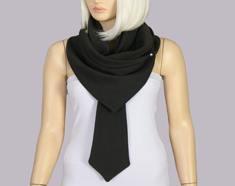 Black Unisex Tie Scarf Unique Woman Scarf, Men Scarf, Color
