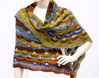 Blanket triangle  crochet  wrap shawl scarf -WITH COLOR OPTION