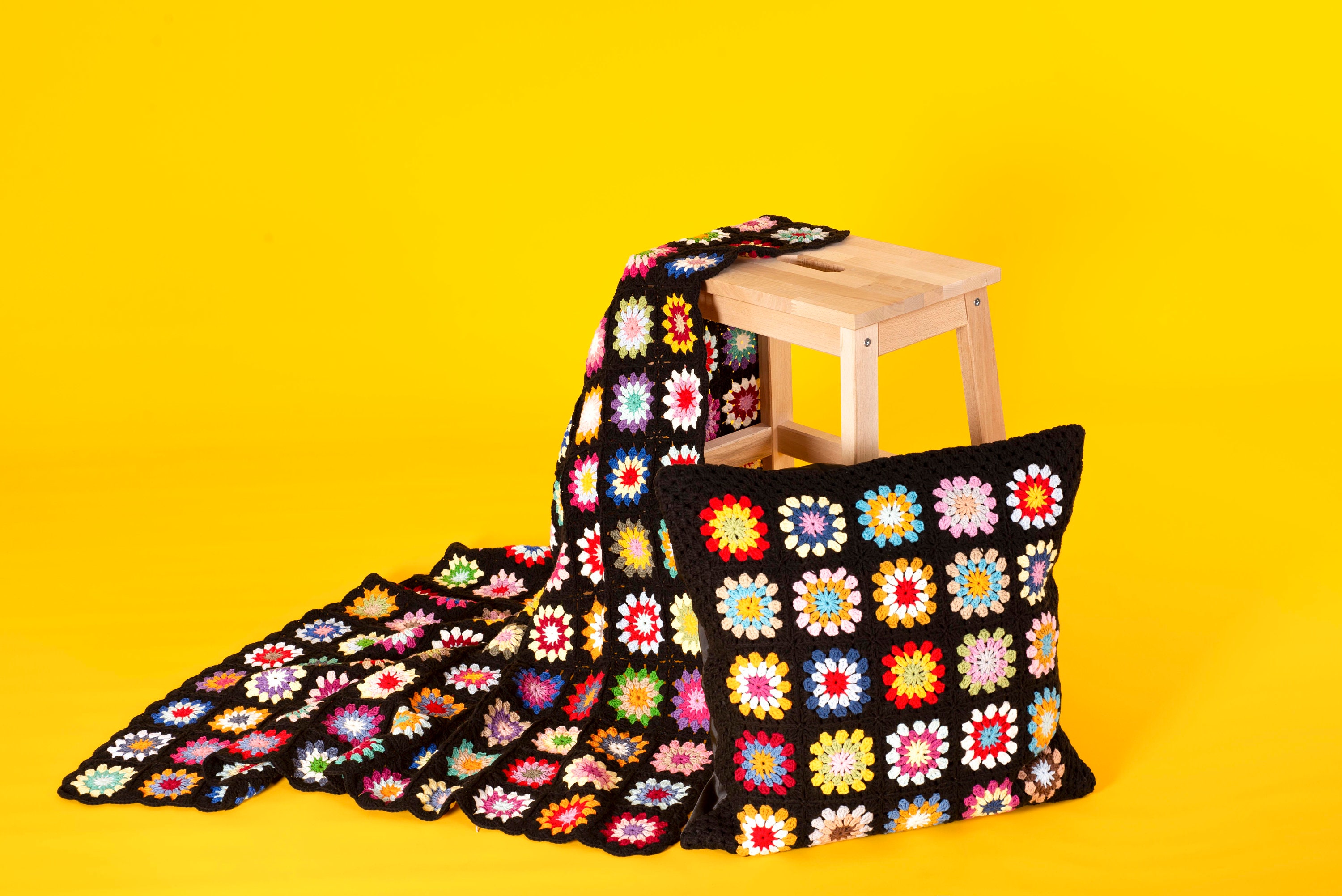 Retro Blanket Granny Square Blanket Crochet Throw Blanket Etsy
