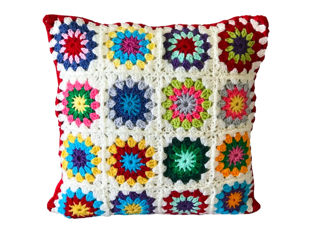 Crochet Pillow Cover, Cushion Cover, Colorful Etsy