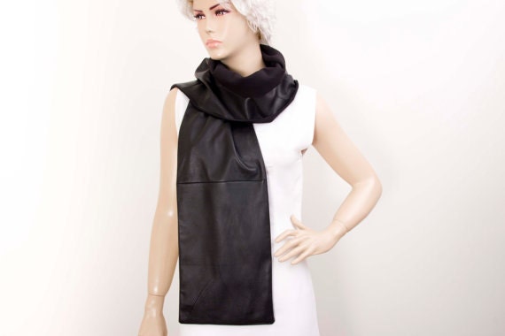 Unisex Lambs Leather Long Scarf - Black - Etsy