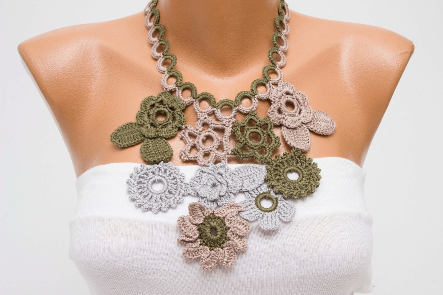 Statement necklace crochet jewelry crochet bip | Etsy