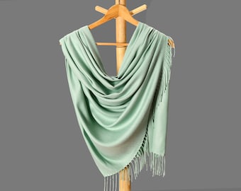 Thick Pashmina Shawl, Bridesmaid Gift, Bridal Wrap,  Bridesmaid Shawl, Bridesmaid Proposal, Laurel green, Asparagus Green, Sage Green