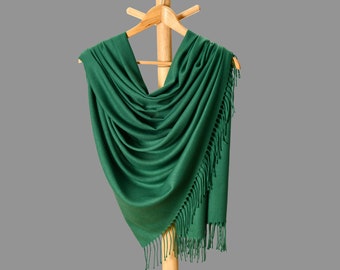 Thick Pashmina Shawl, Bridesmaid Gift, Bridal Wrap, Bridesmaid Proposal, Hunter Green, Pine Green